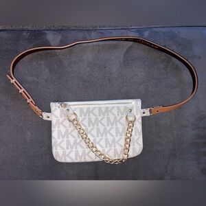 Michael Kors Belt Bag - Michael Kors Logo Cream and Beige- Belt Size Large